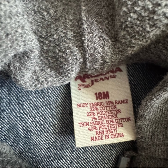 Arizona Jean Company Blue Denim Jacket with Gray Hood - Picture 3 of 5